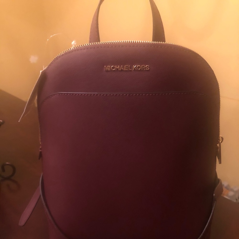 Michael Kors Emmy BackPack (Burgundy & Gold)